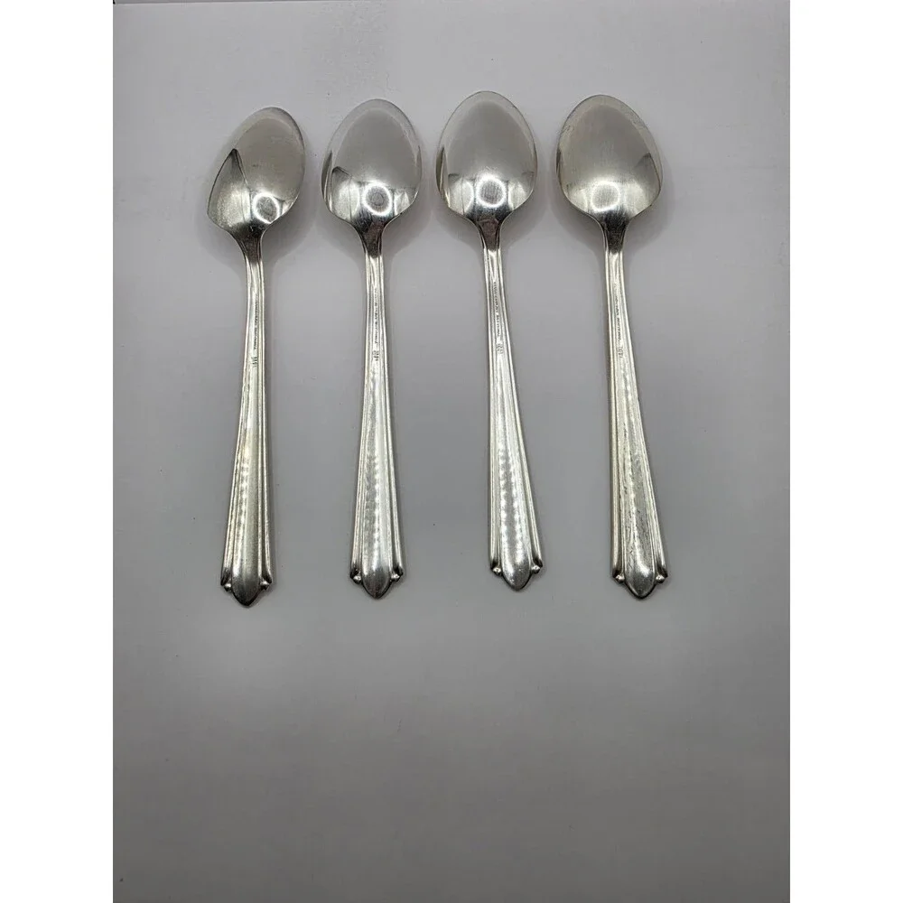 4 Teaspoons Stratford Plate Sectional Marked IS Vintage